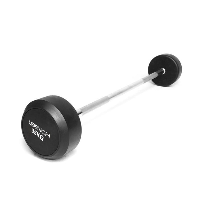 Rubber Encased Barbell-Curved 50kg — barbell available from Gym Machines South Africa