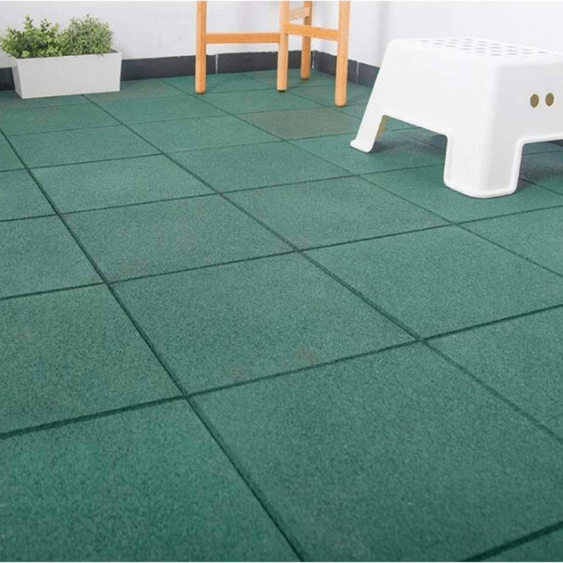 Green Outdoor Rubber Playground Mat - (Pack Of 4 Tiles) — in use