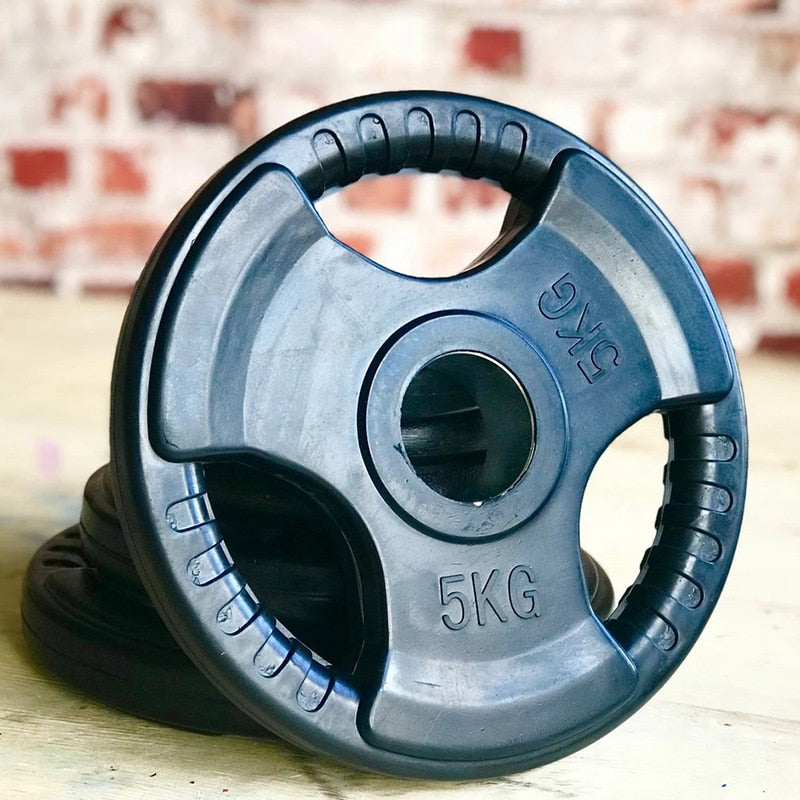 Tri Grip Olympic Rubber Weight Plate (Singles) — alternative angle