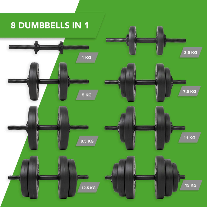Tunturi 28kg Vinyl Dumbbell Set — detail view