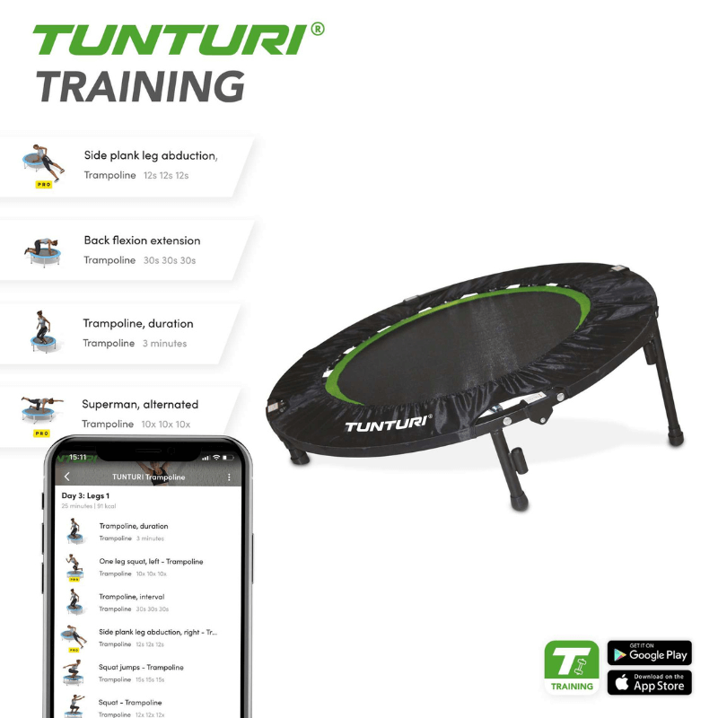 Tunturi 4-FOLDING Fitness Trampoline — side view