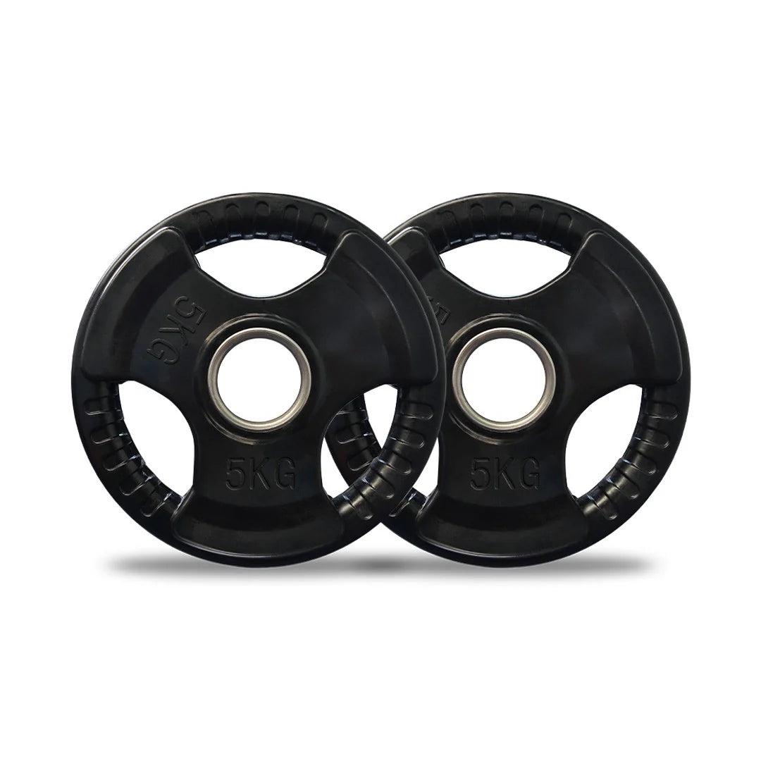 Rubber Grip Weight Plate With Ring (5kg)-Single — weight plate available from Gym Machines South Africa