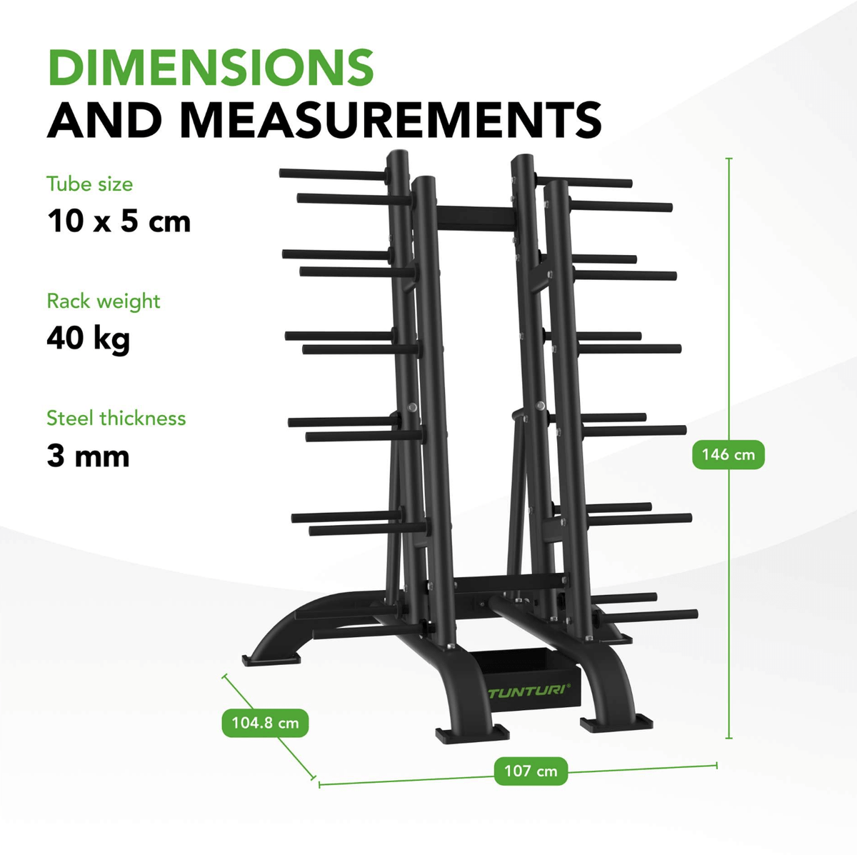 Tunturi Pro Aerobic Pump Set Weight Rack — side view