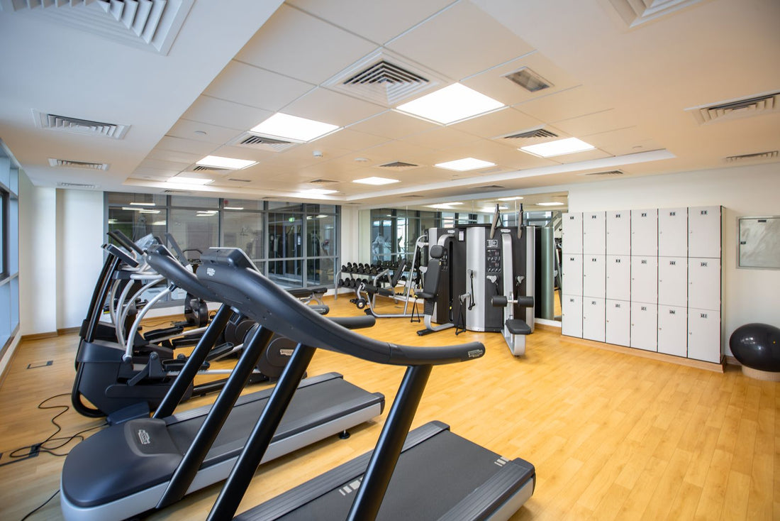 Treadmills and gym equipment on a showroom floor, illustrating where to buy a treadmill in South Africa