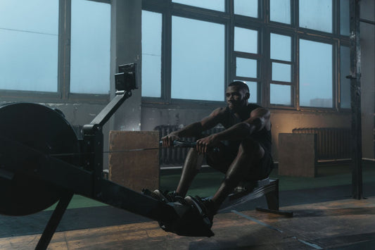 Person training on a rowing machine, illustrating rowing machines for weight loss in South Africa