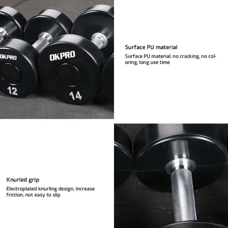 Round Urethane Dumbbell Set 2.5kg - 50kg (20 Sets) — in use