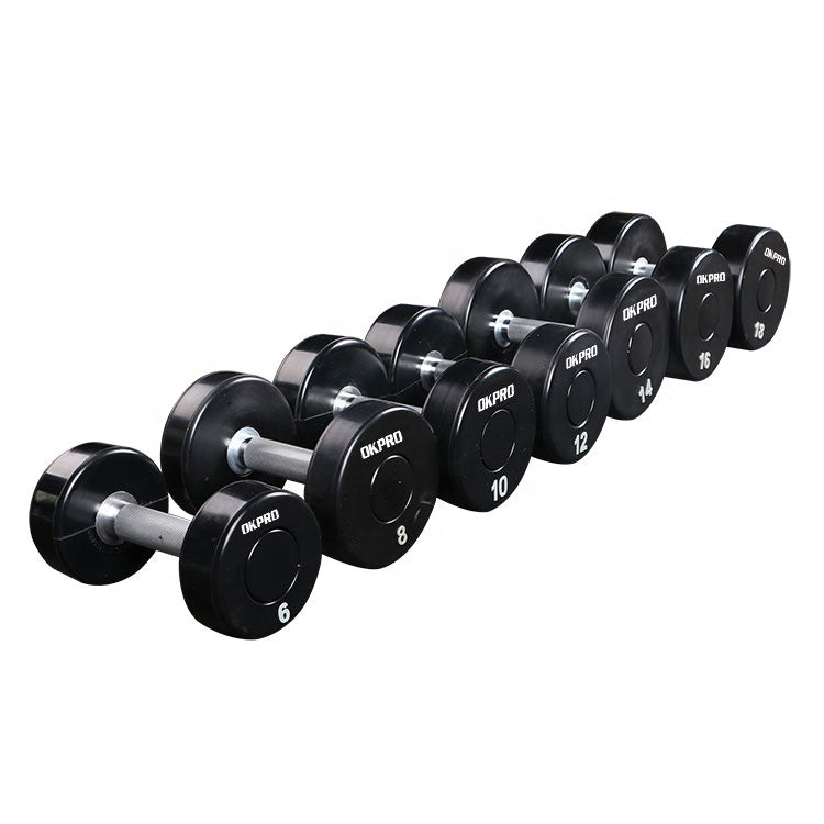 40kg Round Urethane Dumbbell Set — in use