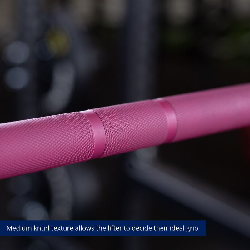 Women CrossFit Olympic Bar - 1.8M (Pink & Black) — side view