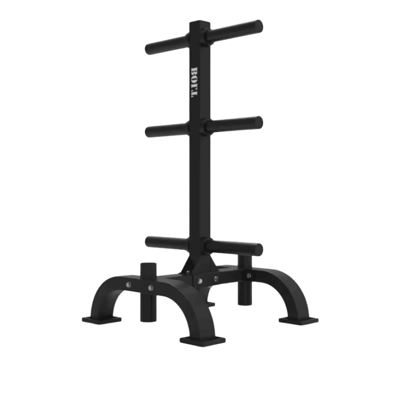Force Fitness Olympic Weight Plate & Barbell Storage Rack — detail view