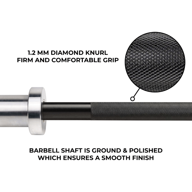Shorty Olympic Barbell - Black — rear view