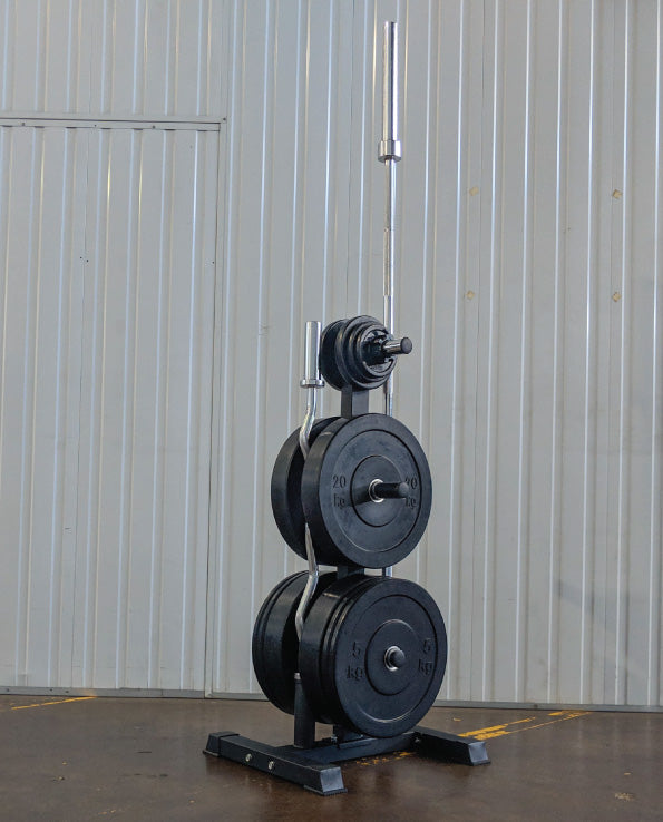 Olympic Weight Plate & Bar Storage Rack — in use