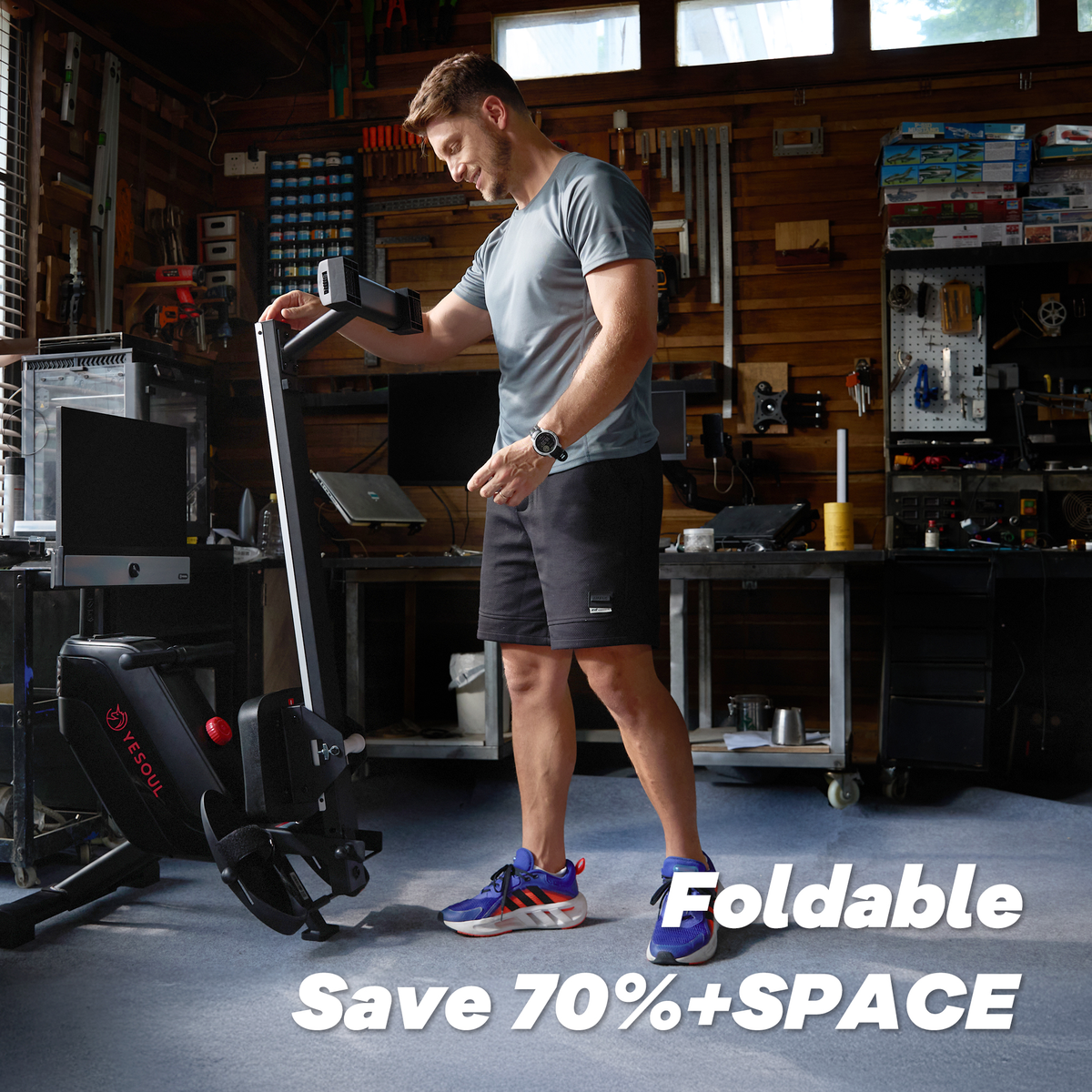 R1m Plus Rowing Machine — rear view