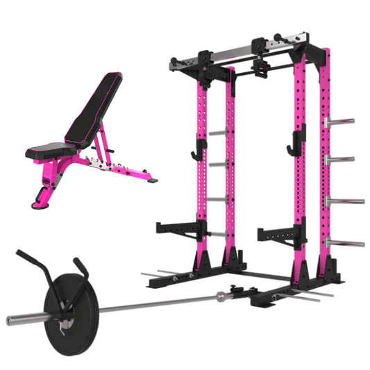 Force Fitness Elite Series Half Rack & Workout Bench - Pink — bench available from Gym Machines South Africa