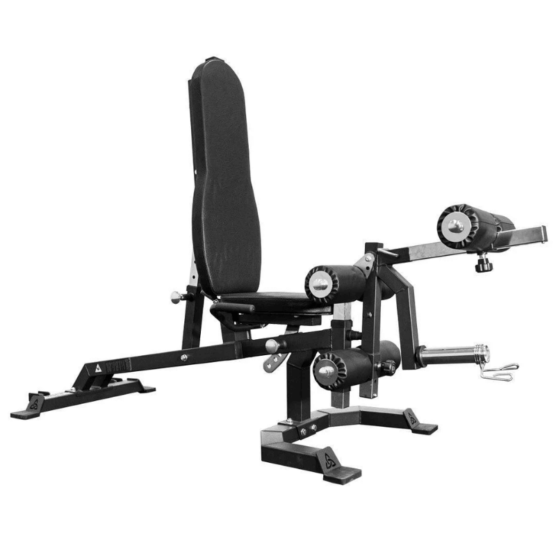 Force Fitness Adjustable Bench + Leg Extension & Leg Curl Combo — in use