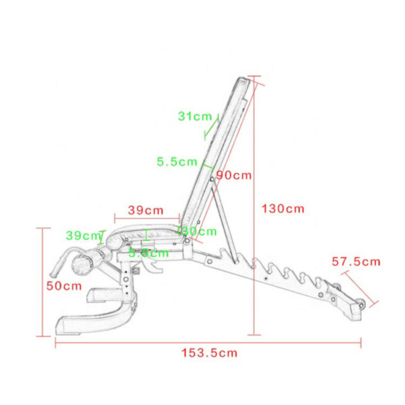 Force Fitness Commercial Fid Bench — side view