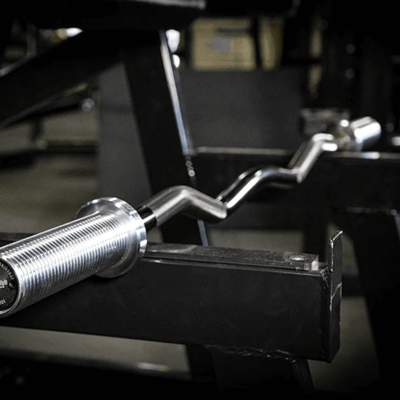 Force Fitness Curling Bar - Black Zinc — close-up of the frame