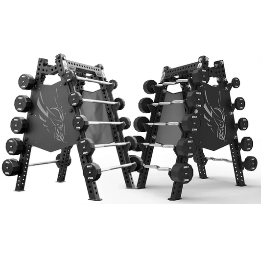 Force Fitness Fixed Straight & EZ Curl Barbell Set + Rack — rack available from Gym Machines South Africa