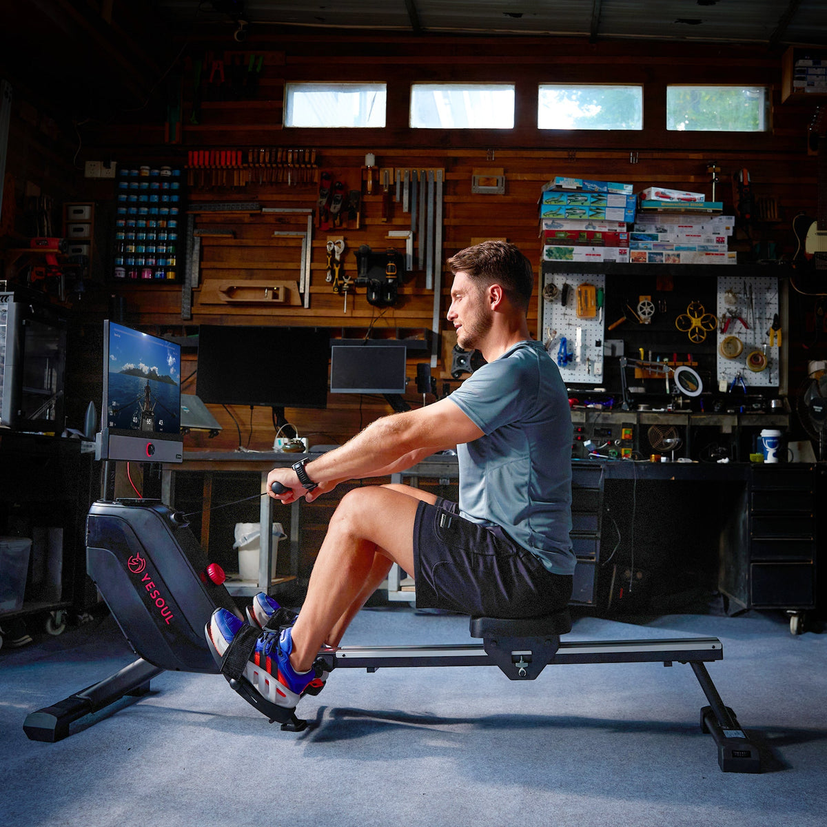 R1m Plus Rowing Machine — in use