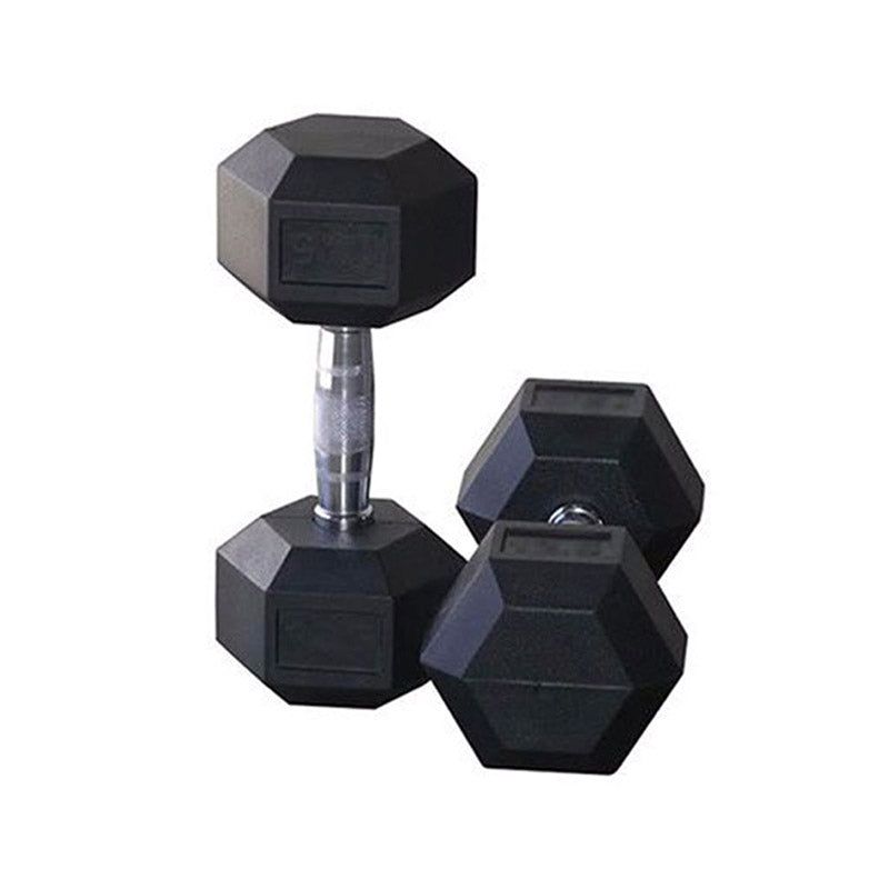 Hexagonal Dumbbells Rubber Coated Pairs (Black & Silver) — dumbbell set available from Gym Machines South Africa