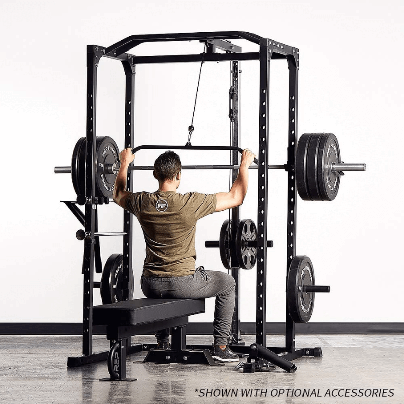 Power Rack & Lat Pull Down Combo — rear view