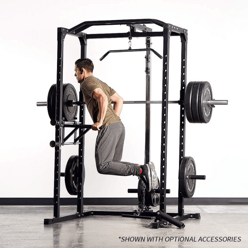 Power Rack & Lat Pull Down Combo — in use