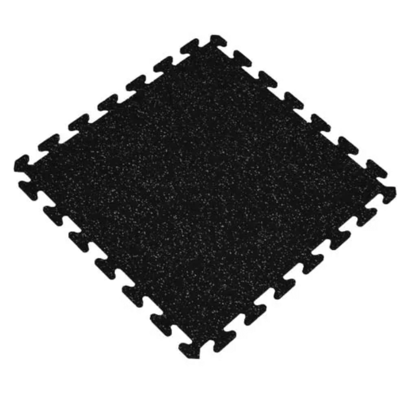 Rubber Interlocking Gym Tile – Black With Grey — side view