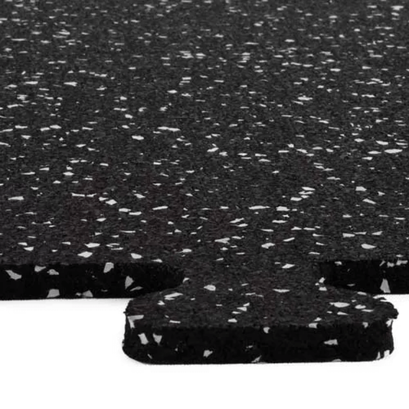 Rubber Interlocking Gym Tile – Black With Grey — detail view