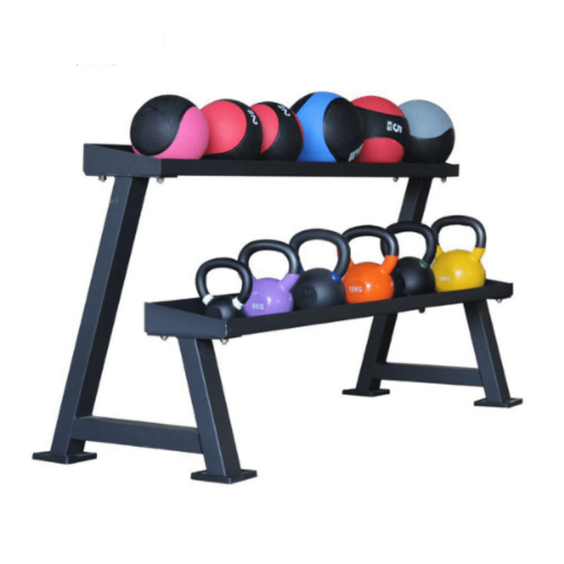 Kettlebell / Medicine Ball Storage Rack — in use