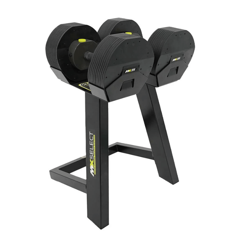 Mx55 Adjustable Dumbbell Set 4.5kg – 25kg + Rack — rack available from Gym Machines South Africa