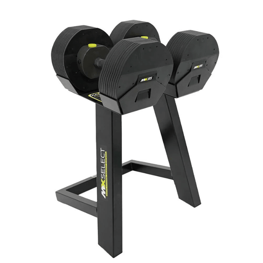Mx55 Adjustable Dumbbell Set 4.5kg – 25kg + Rack — rack available from Gym Machines South Africa