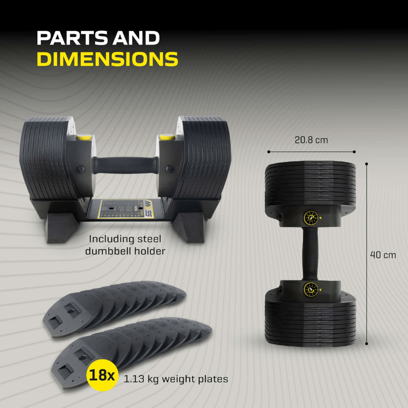 Mx55 Adjustable Dumbbell Set 4.5kg - 25kg — detail view