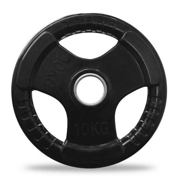 Olympic Rubber Covered Weight Plates (Tri-Grip) — in use