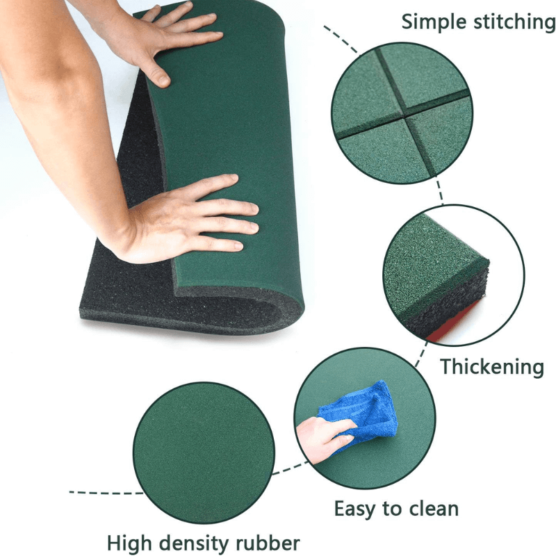 Green Outdoor Rubber Playground Mat - (Pack Of 4 Tiles) — side view