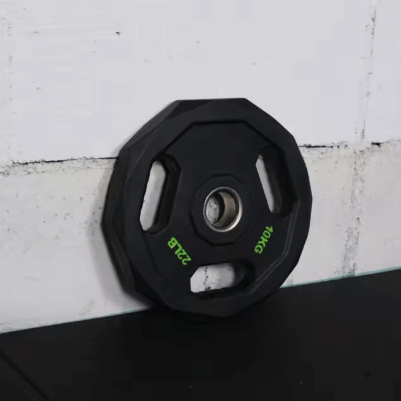 Force Fitness Premium Olympic Rubber Weight Plates - Stainless Steel Ring (Single) — in use