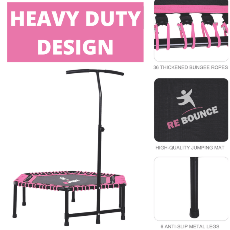 Hex Fitness Hex Fitness Rebounder & Trampoline - Azalea Pink — close-up of the frame