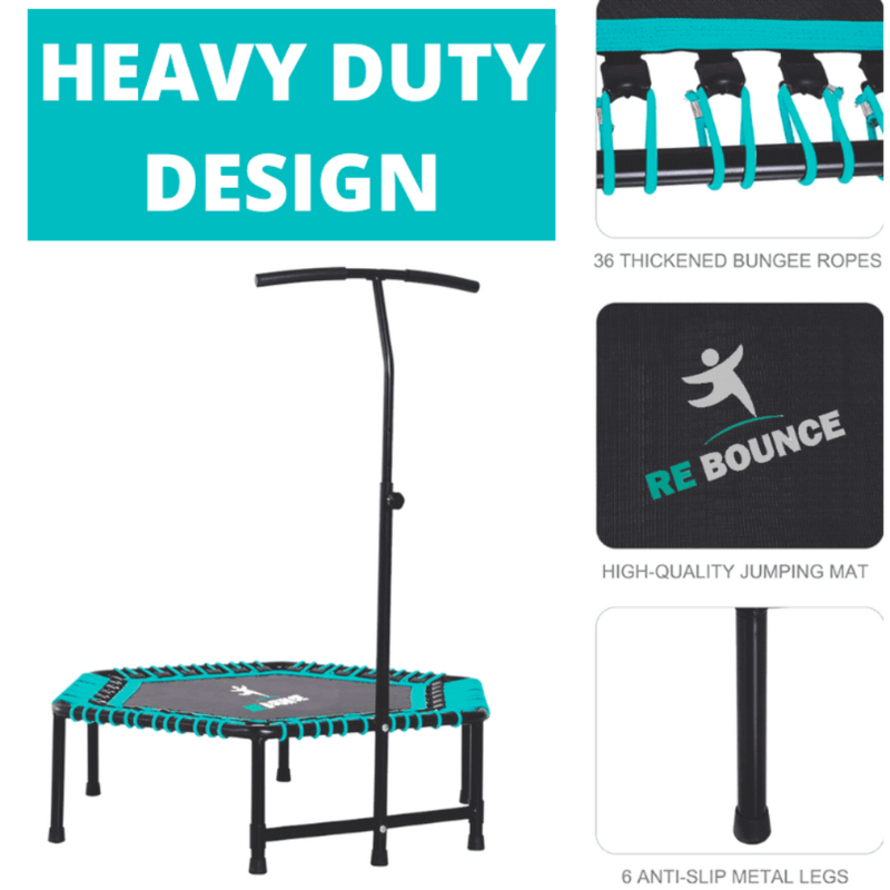 Hex Fitness Hex Fitness Rebounder & Trampoline - Celeste Turquoise — in use