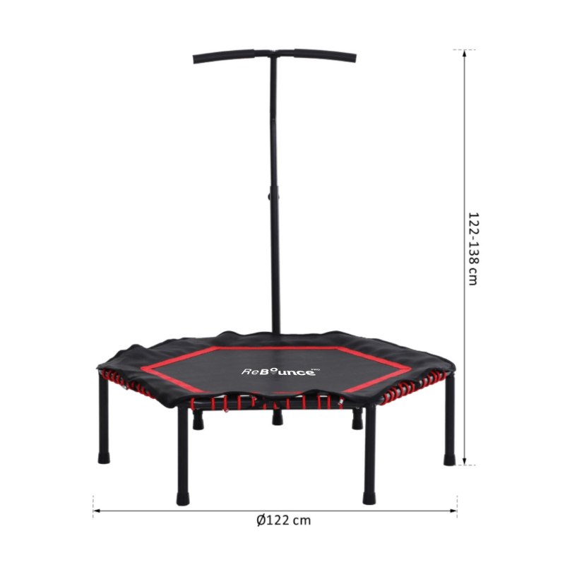 Hex Fitness 360 Hex Fitness Covered Rebounder Pro+ Adjustable Handle — rear view