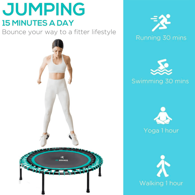 Rb250 Round Fitness Rebounder & Trampoline – Celeste Turquoise — detail view