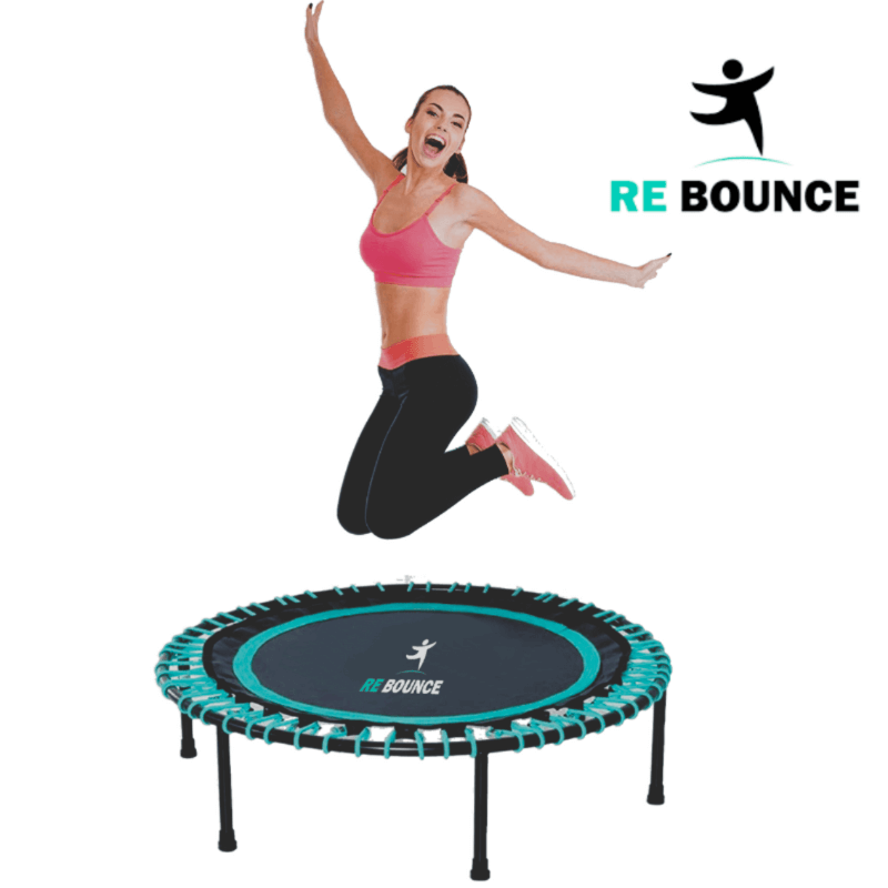 Rb250 Round Fitness Rebounder & Trampoline – Celeste Turquoise — in use