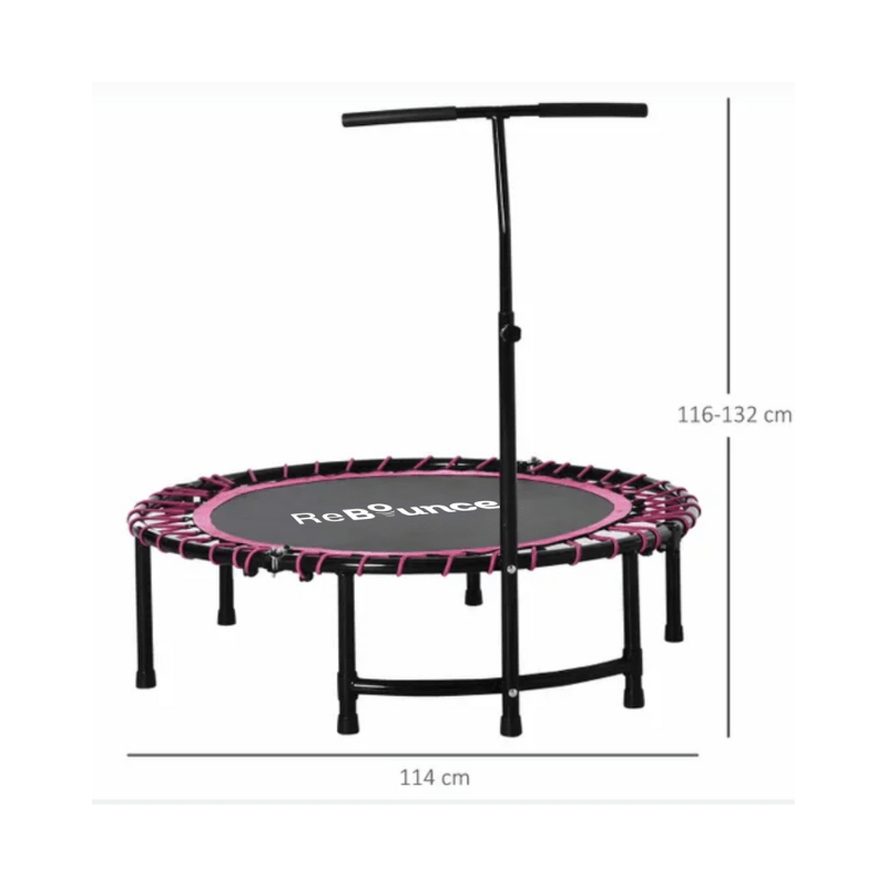 Rb100 Round 40″ Rebounder + Adjustable Handle – Pink — close-up of the frame