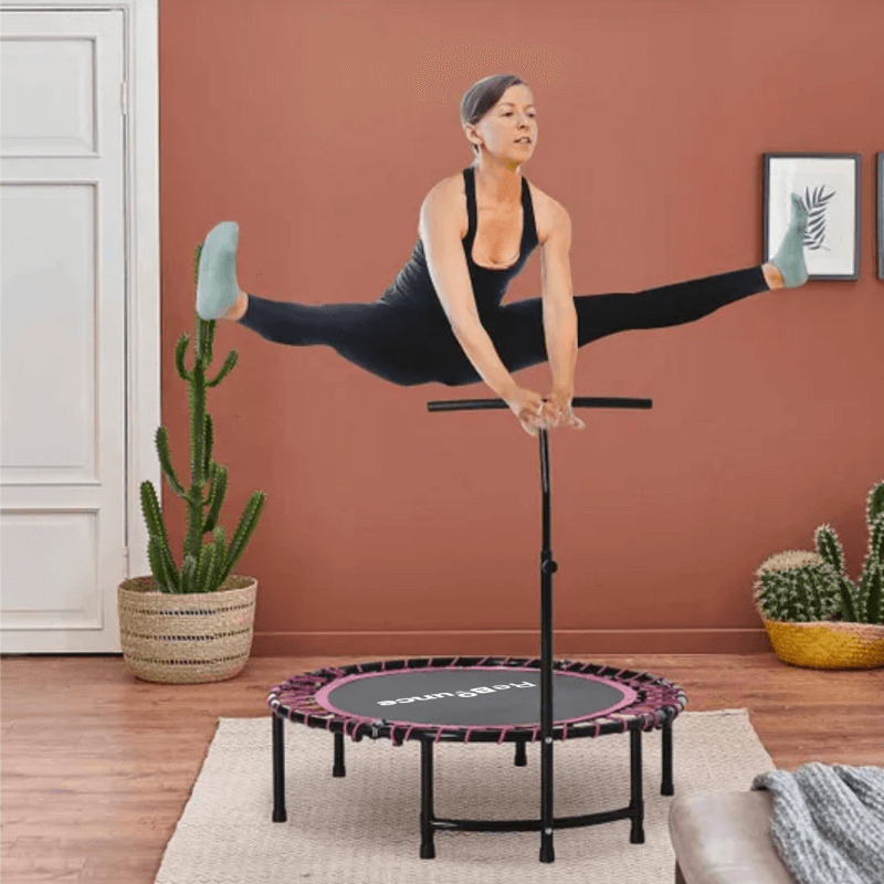 Rb100 Round 40″ Rebounder + Adjustable Handle – Pink — rear view