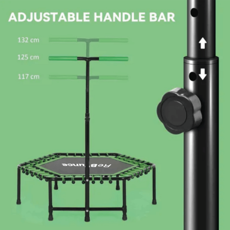 Rb150 Hex 45″ Rebounder + Adjustable Handle – Green — side view