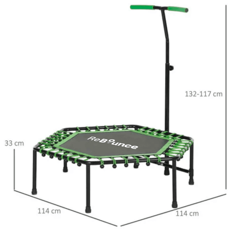 Rb150 Hex 45″ Rebounder + Adjustable Handle – Green — alternative angle