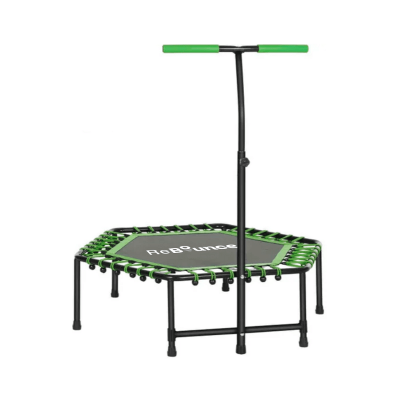 Rb150 Hex 45″ Rebounder + Adjustable Handle – Green — trampoline available from Gym Machines South Africa