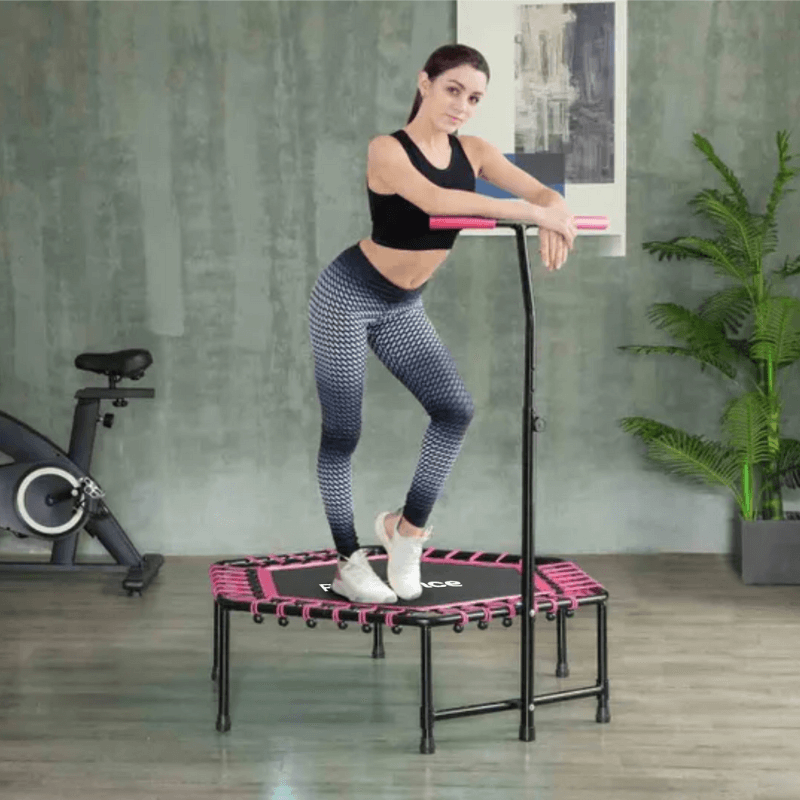 Rb150 Hex 45″ Rebounder + Adjustable Handle – Pink — alternative angle