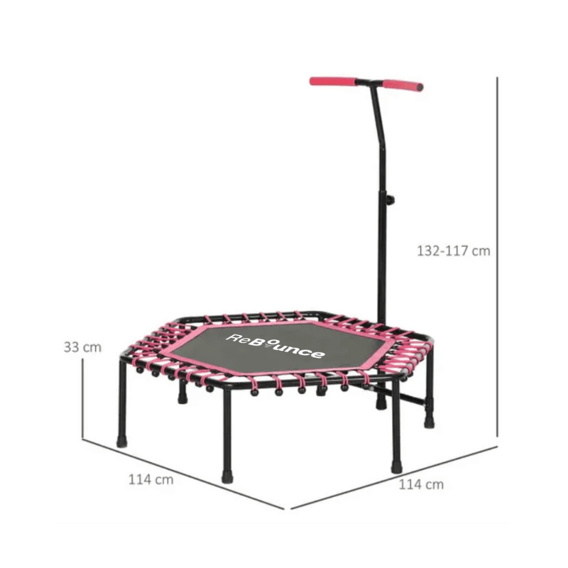 Rb150 Hex 45″ Rebounder + Adjustable Handle – Pink — rear view