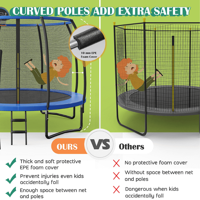 12FT Outdoor Trampoline + 2 Step Ladder — alternative angle