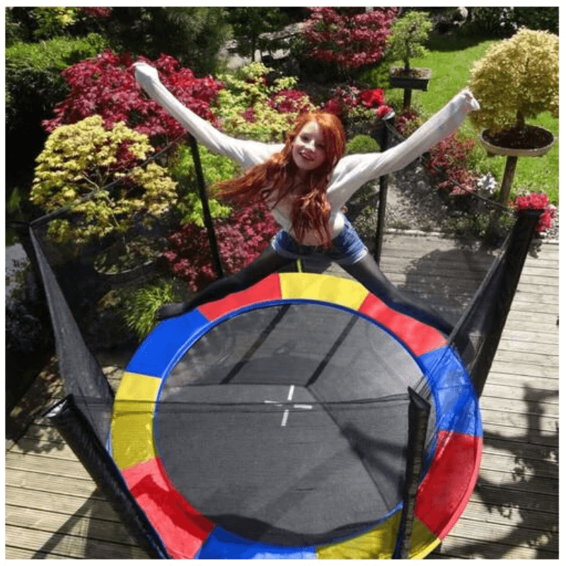 8FT Outdoor Trampoline+ 2 Step Ladder — rear view
