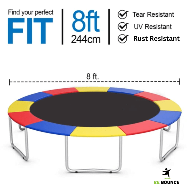 8FT Outdoor Trampoline+ 2 Step Ladder — close-up of the frame