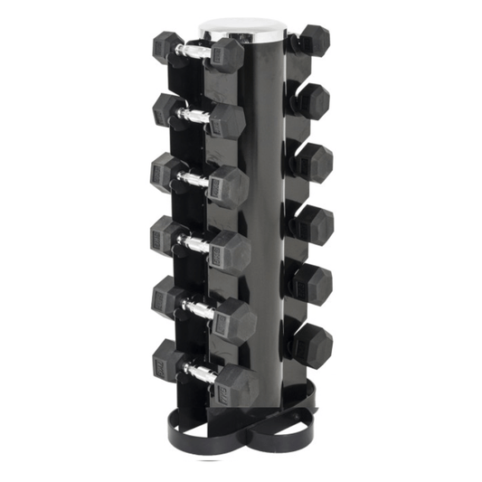 Force Fitness Rubber Hex Dumbbell Upright Set (2.5kg - 15kg) - 6 Sets — rack available from Gym Machines South Africa